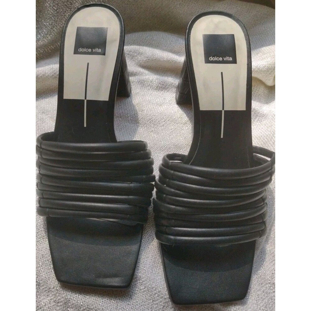 Dolce Vita Priana  DOLCE VITA Black square heels  Slide sandals toe  size 10
